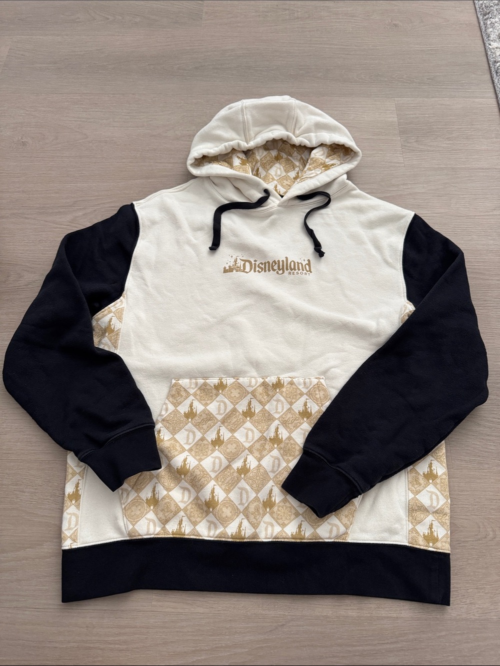 Disneyland Resort Men's Hooded Pullover - Ivory, Black & Gold